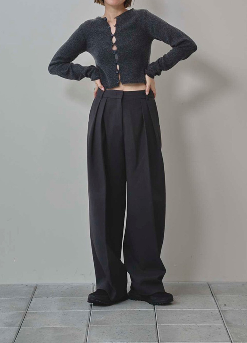 開釦短版針織上衣